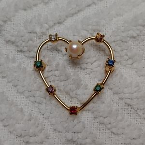 Vintage Gold Tone Multi Colored Stone ❤ Pin!!!